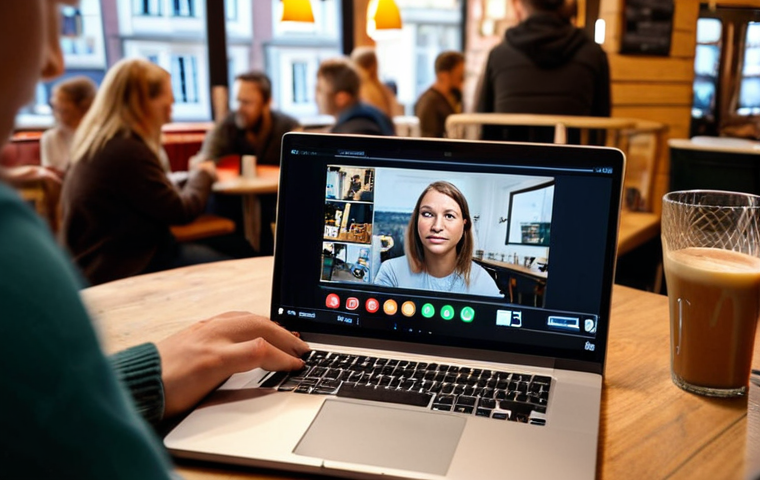 **Image Prompt:** A person working remotely at a cafe in Stockholm, using a laptop with a VPN icon displayed on the screen. Show a blurred background of people and the cafe ambiance. The foreground should highlight the laptop and the person's focused expression. Focus on conveying the idea of digital security and accessibility while working abroad.